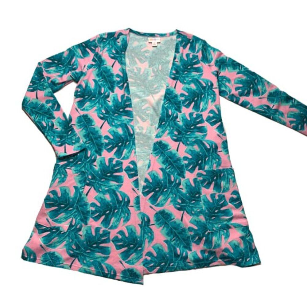 NEW XL LuLaRoe Caroline Long Sleeve Swing Cardigan Sweater Pink Green Floral